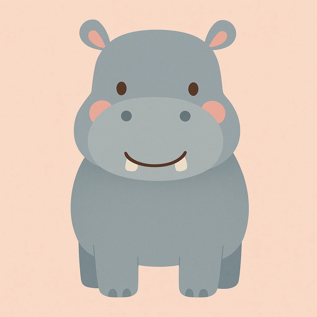 Flat design style hippopotamus emoji