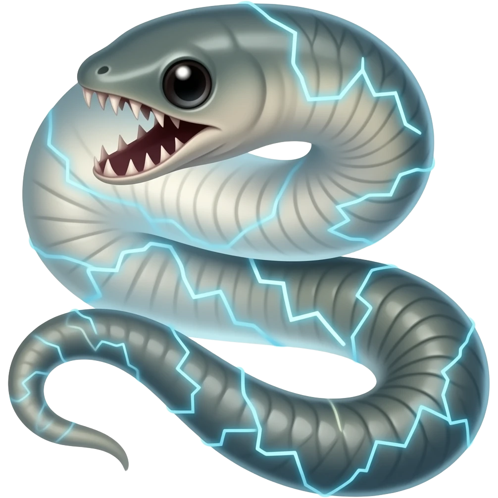 long electric eel with electricity emoji