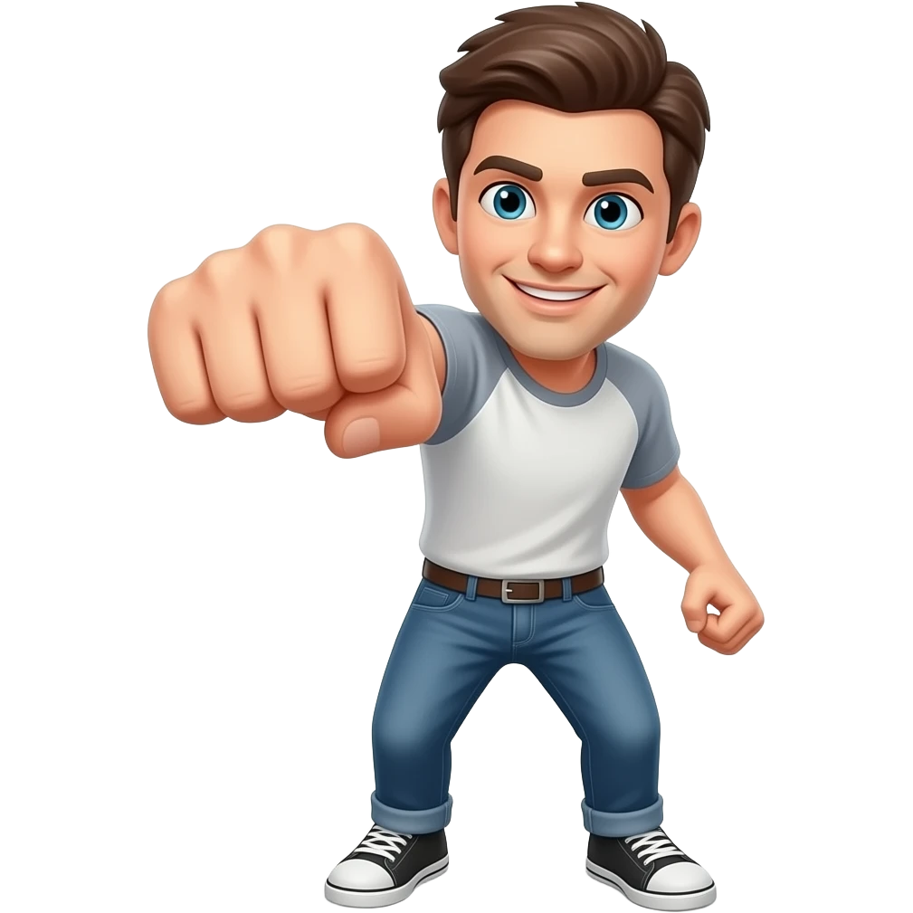 Yüzünde küçük bir tebessüm ile kameraya yumruk atmak emoji