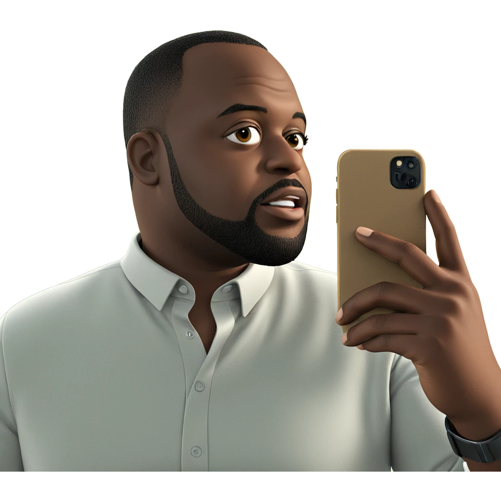 man taking selfie with phone emoji