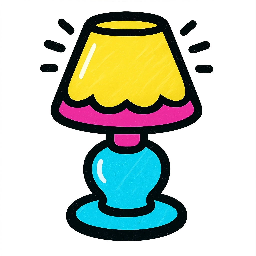 vibrant pop art style neon sign of a lamp emoji