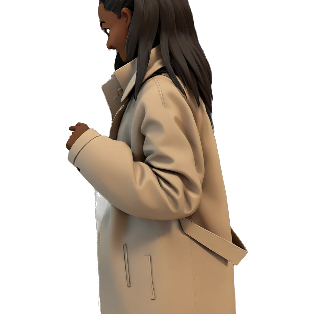 dark-skinned girl in coat emoji