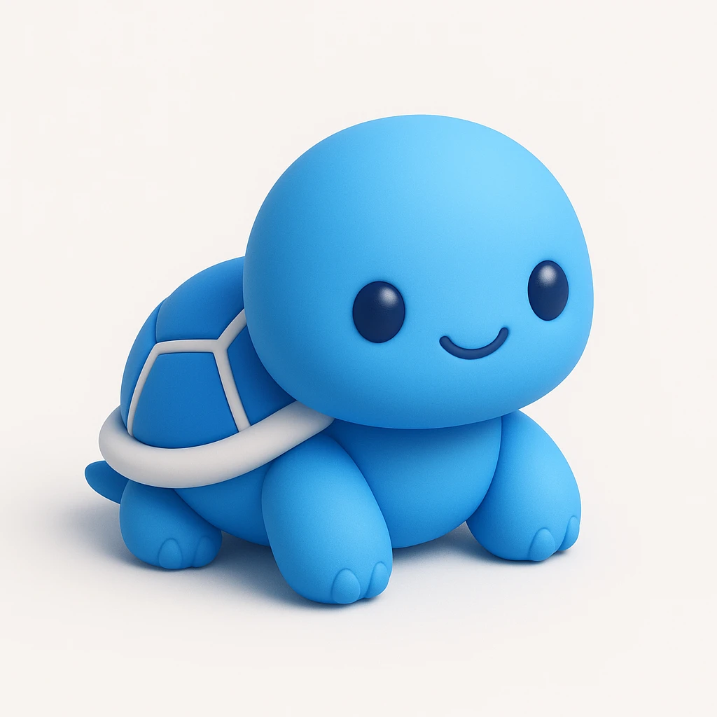 chibi-style 3D turtle with a round face and tiny paws emoji
