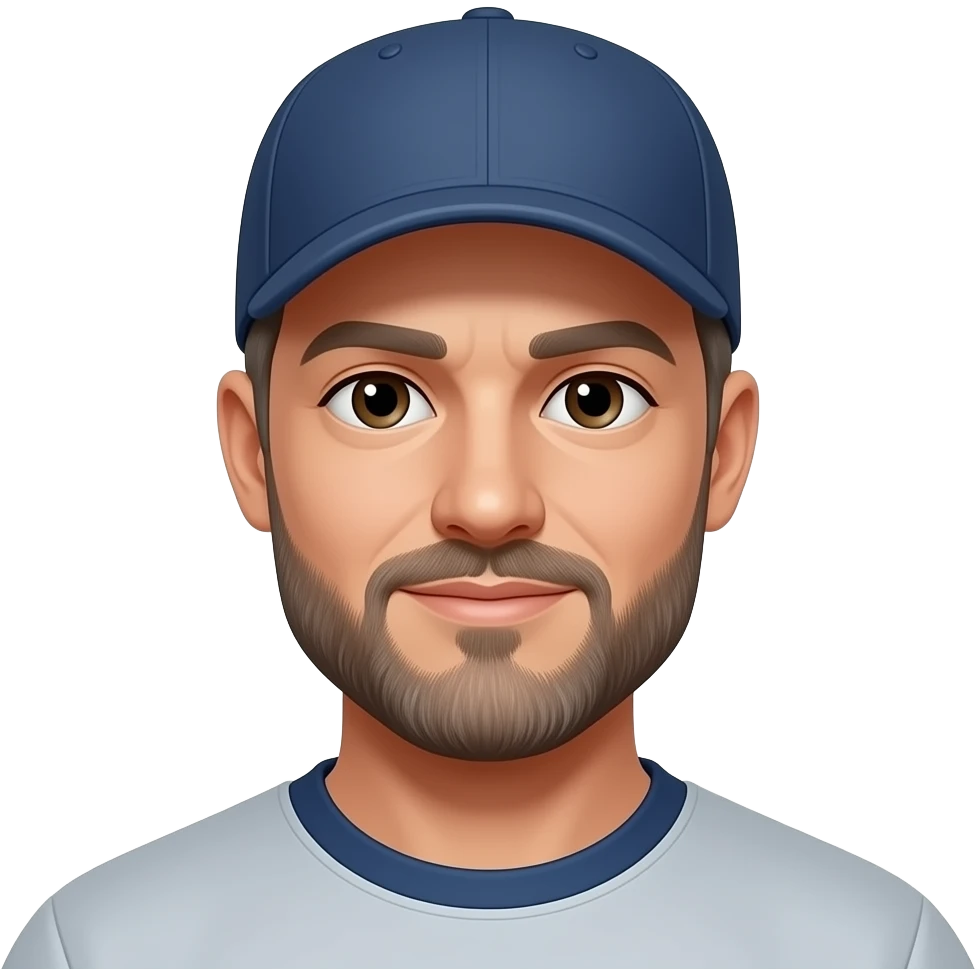 White maile short grey hair and baseball cap and beard hat on emoji