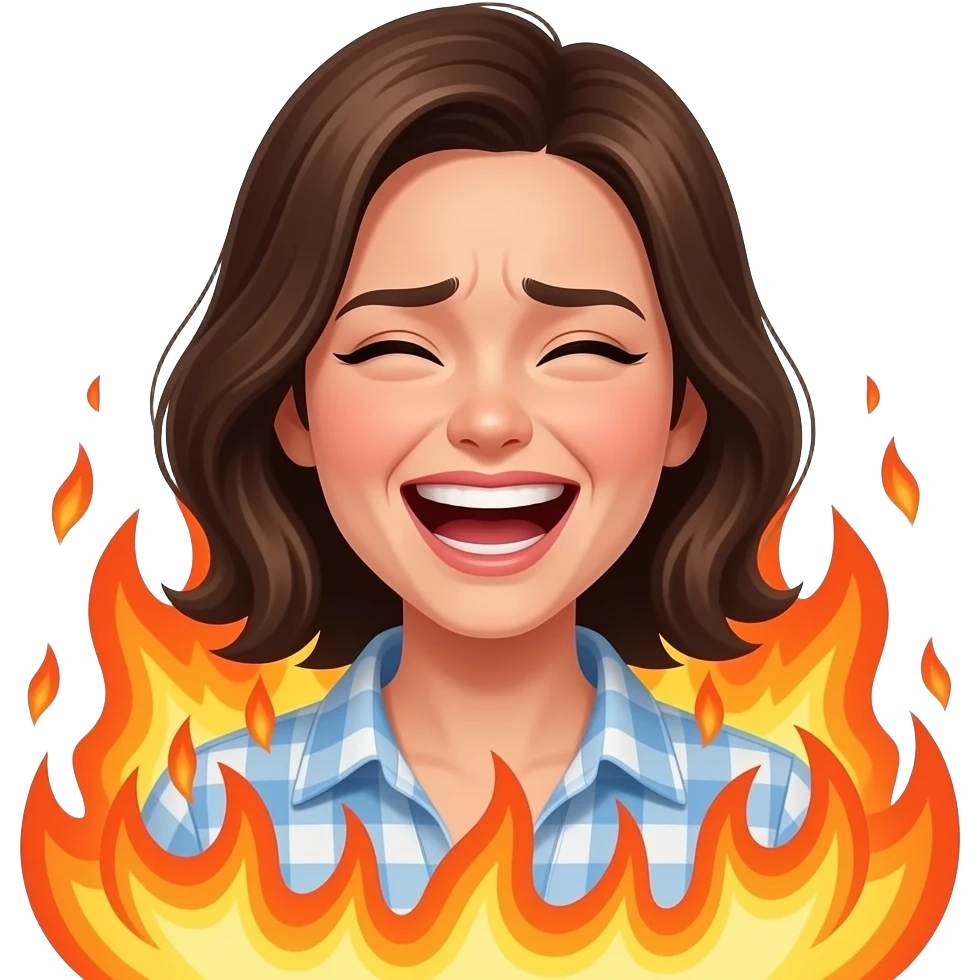 laughing even though everything is on fire and you're stressed out - female emoji