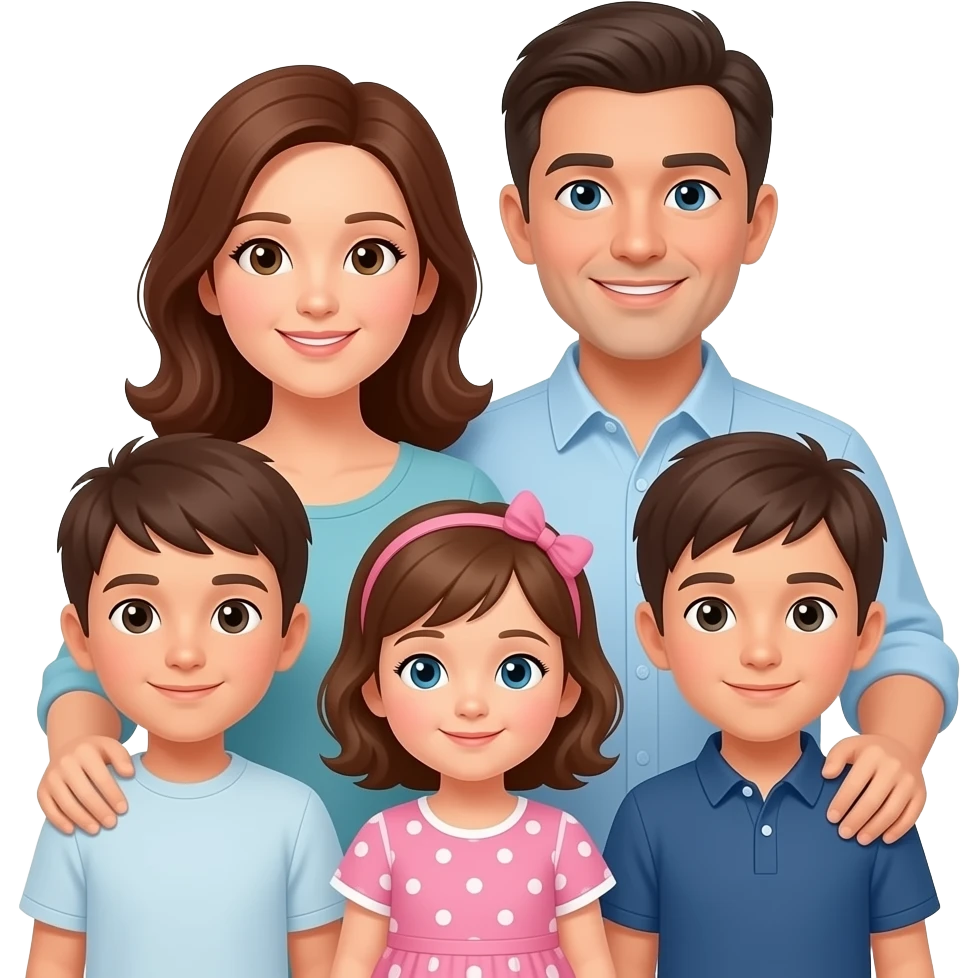 parents with two old boys and one baby girl emoji