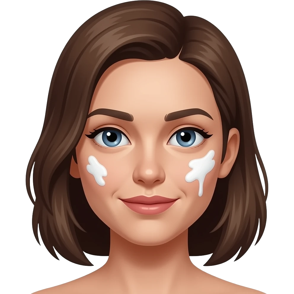 female face covered in white glue stains emoji