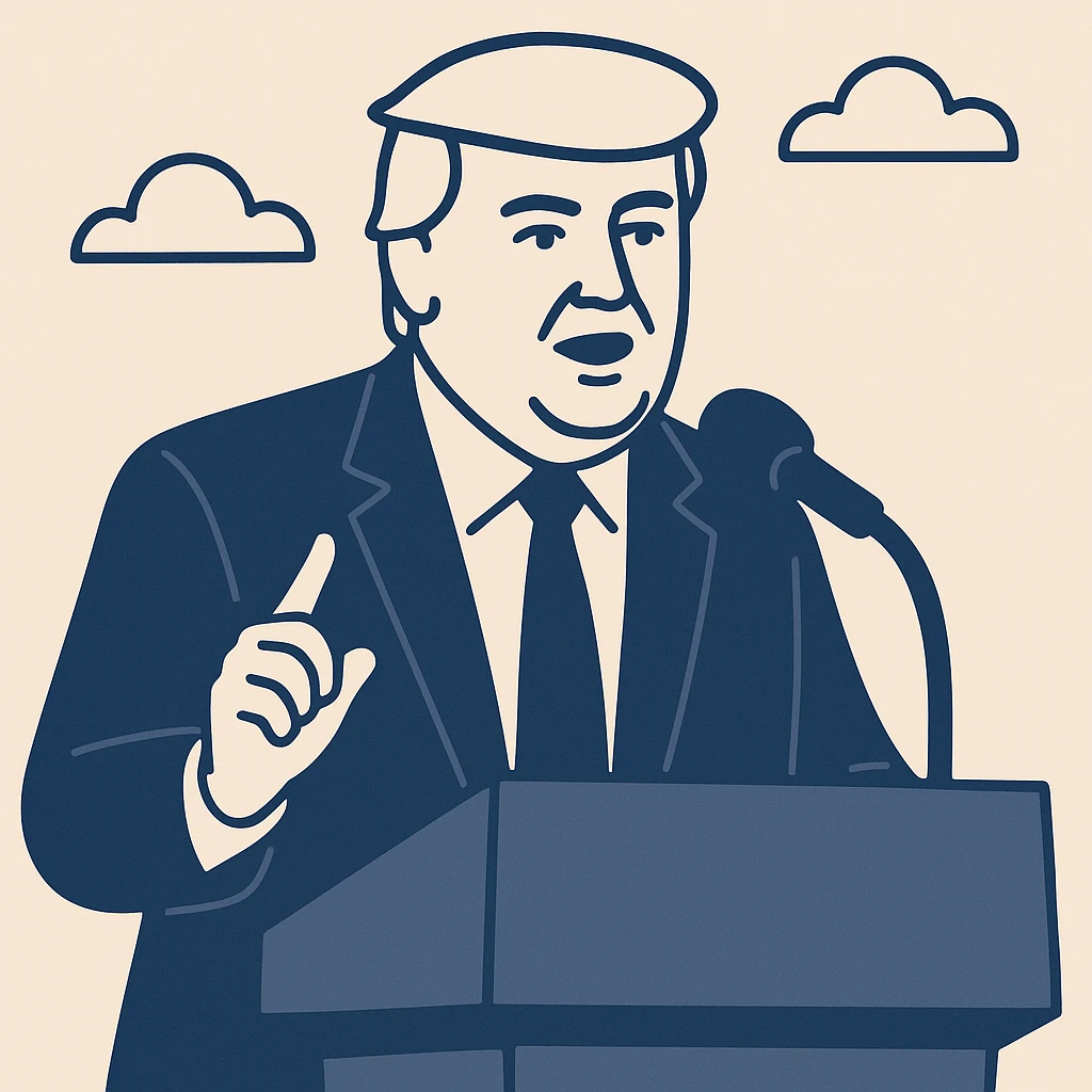 Donald Trump speaking at a rally emoji