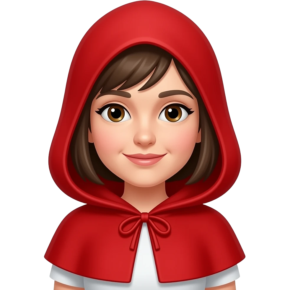 Caperuza , solo la cabeza tapada con una capa rojita , como la Caperucita roja, pero solo de medio cuerpo de mujer emoji