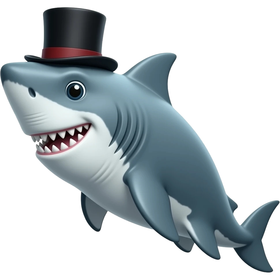 Shark with a top hat emoji