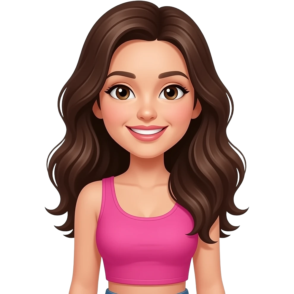 Pretty Happy woman in hot pink crop top and rich and is very beautiful emoji