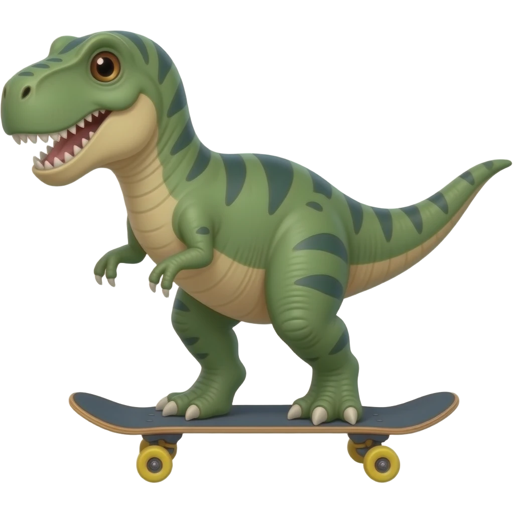 Dinosaur on a skateboard emoji