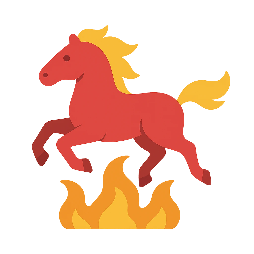 
Running red fire horse symbol of new year 2026 according to Asian Chinese calendar. greeting card or banner. vector illustration emoji