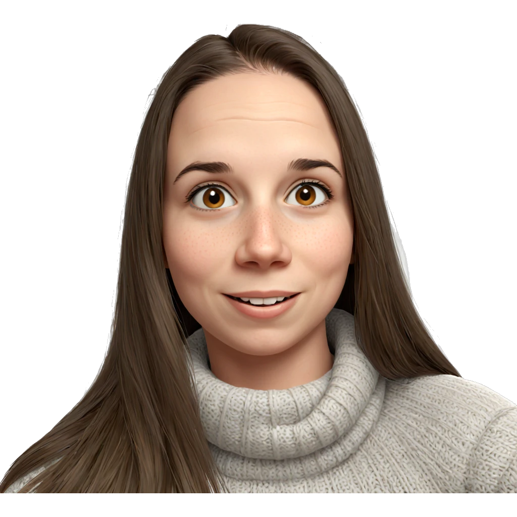 smiling girl in cozy sweater emoji