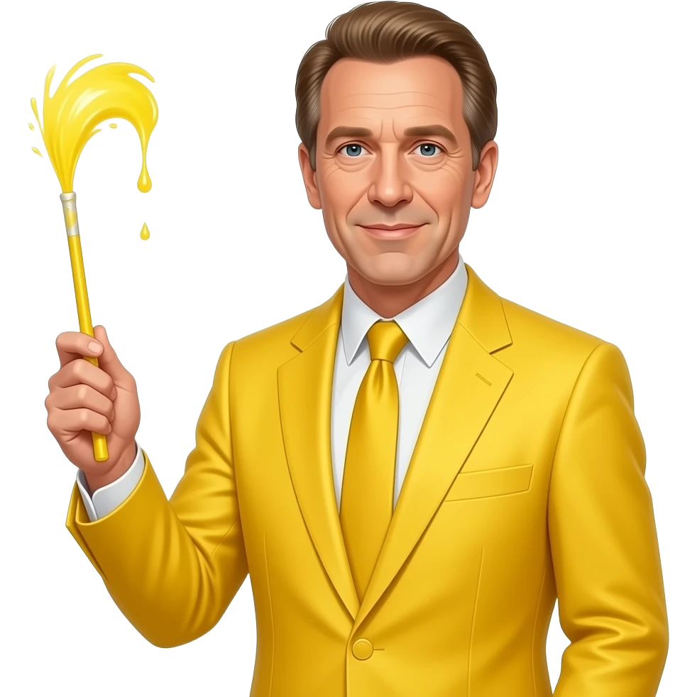 jeffrey epstien in a yellow magician suit with a yellow magic wand that is squirting yellow fluid emoji