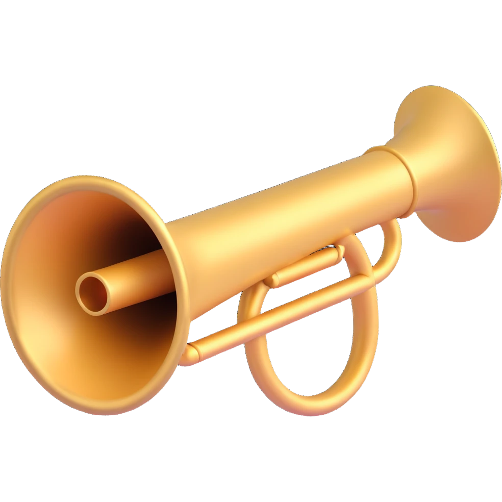 a bugle, golden color emoji
