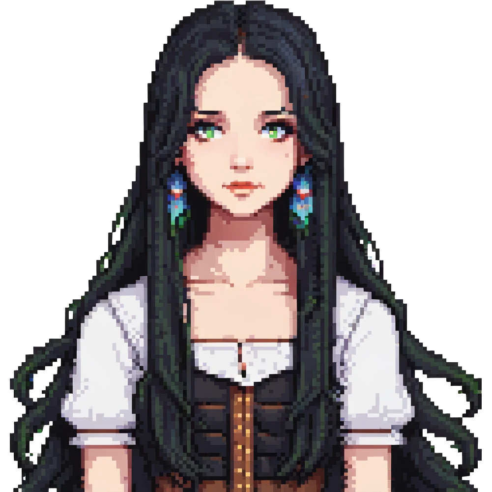 A girl with long black hair and fair skin emoji