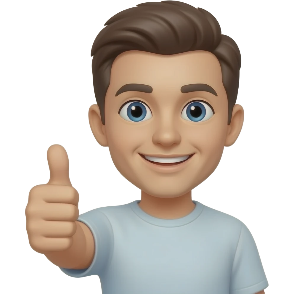 Smiling and giving the thumbs up emoji