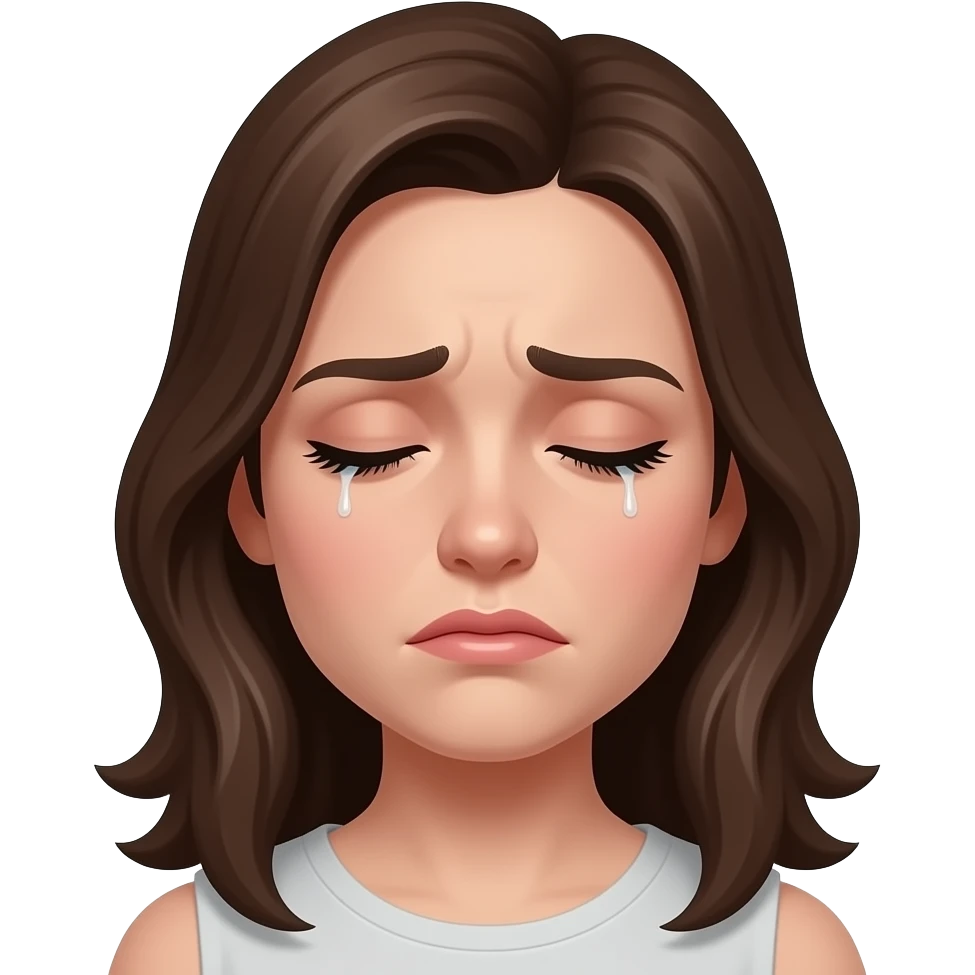 women's face brunette closed eyes looks in pain emoji