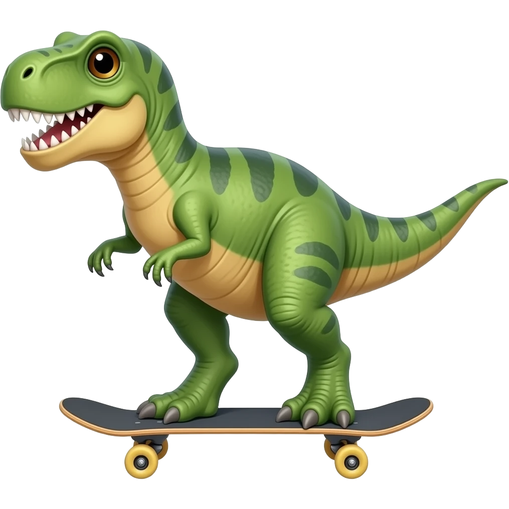 Dinosaur on a skateboard emoji