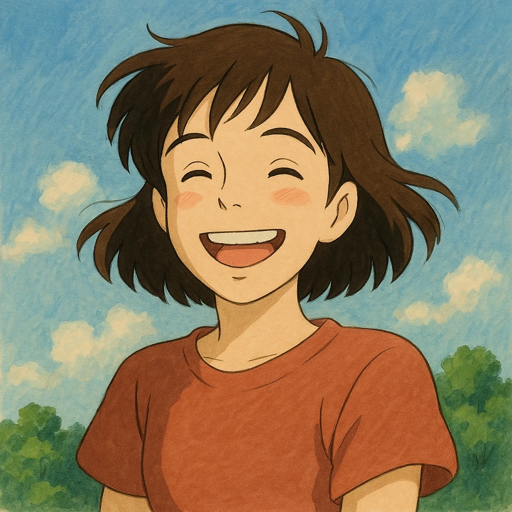smiling human being, Studio Ghibli inspired illustration emoji