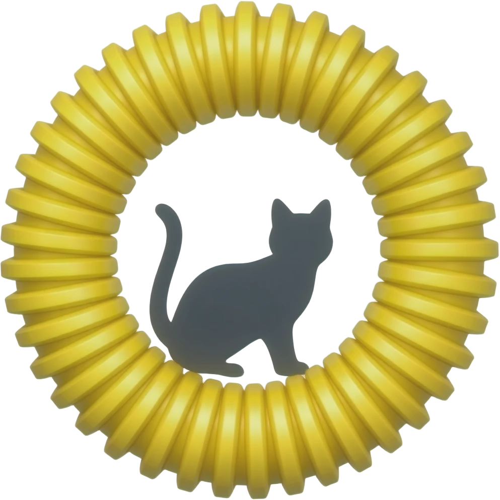 yellow flexible hose The hose is visibly bulging with the cat's form. emoji