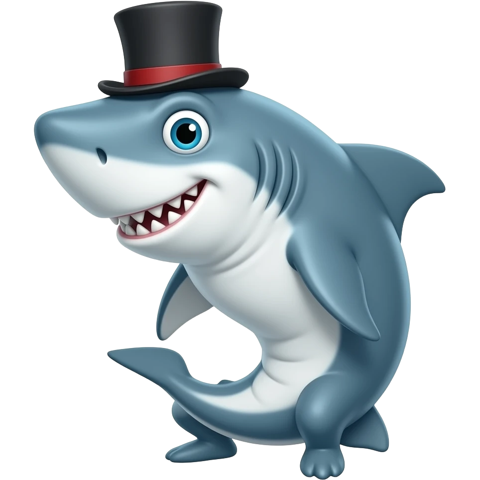 Shark with a top hat emoji