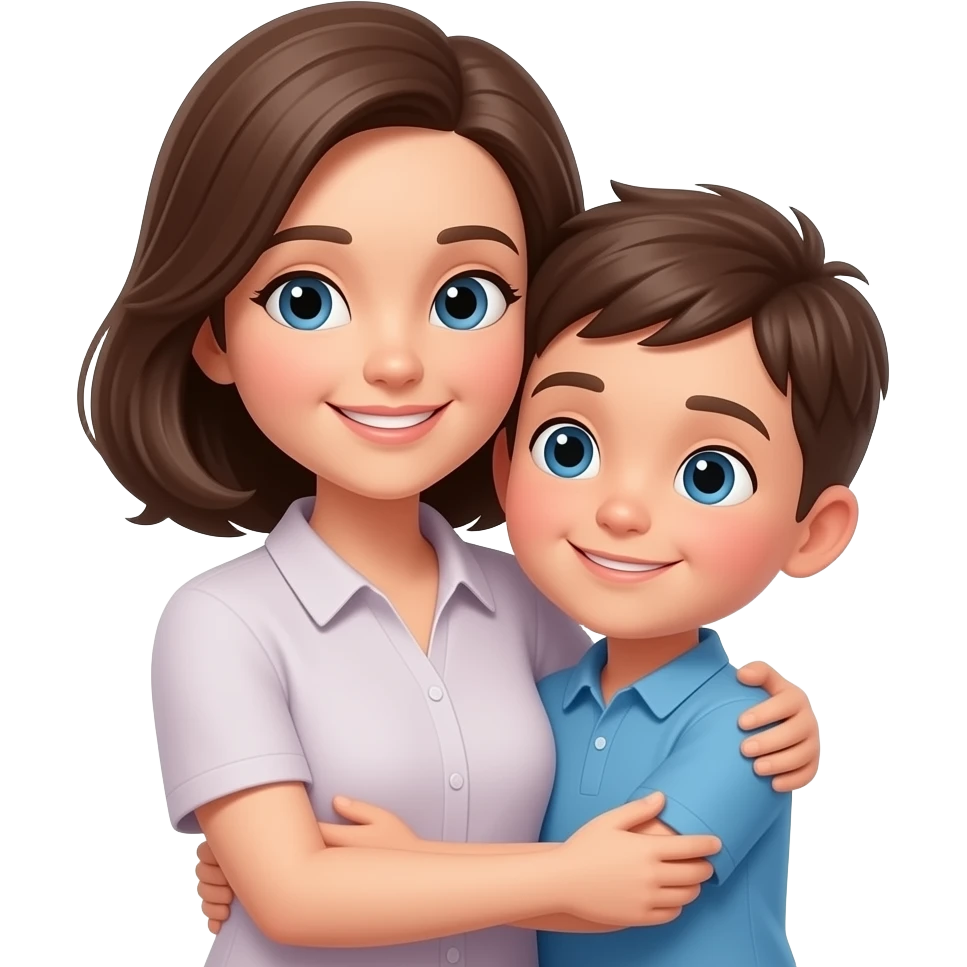 Create an emoji of mom and son hugging emoji