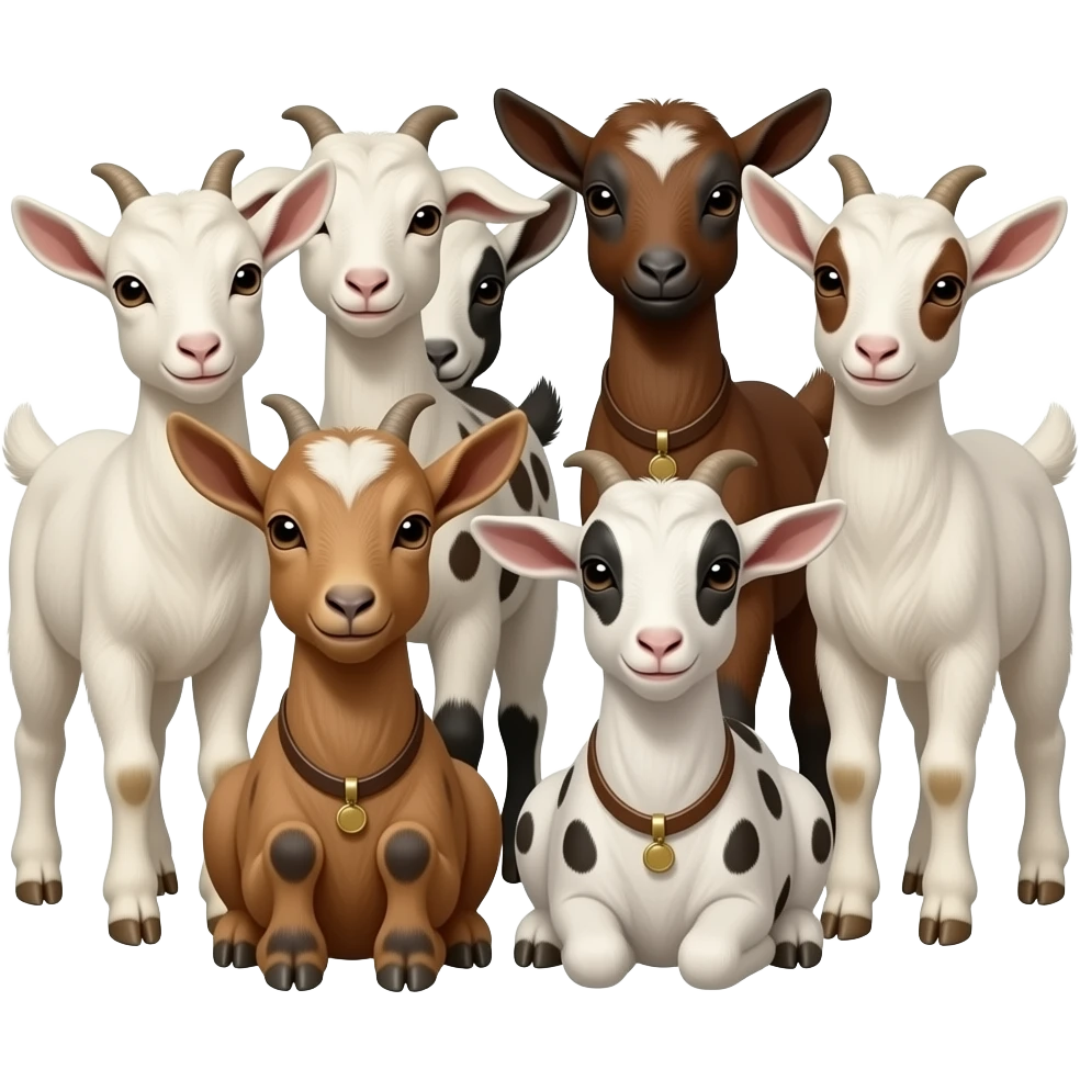 hazme siete cabritas juntas con manchas marrones realistas emoji