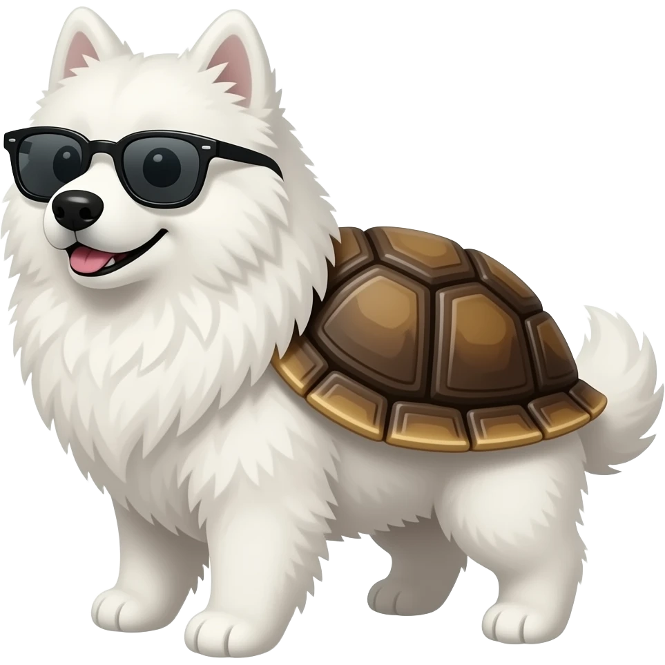 samoyed wearing sunglass on a turtle emoji