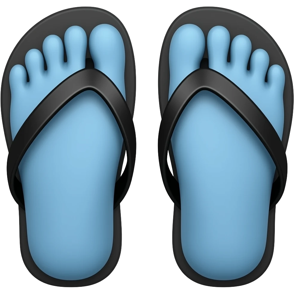 blue feet in Black flip flops emoji
