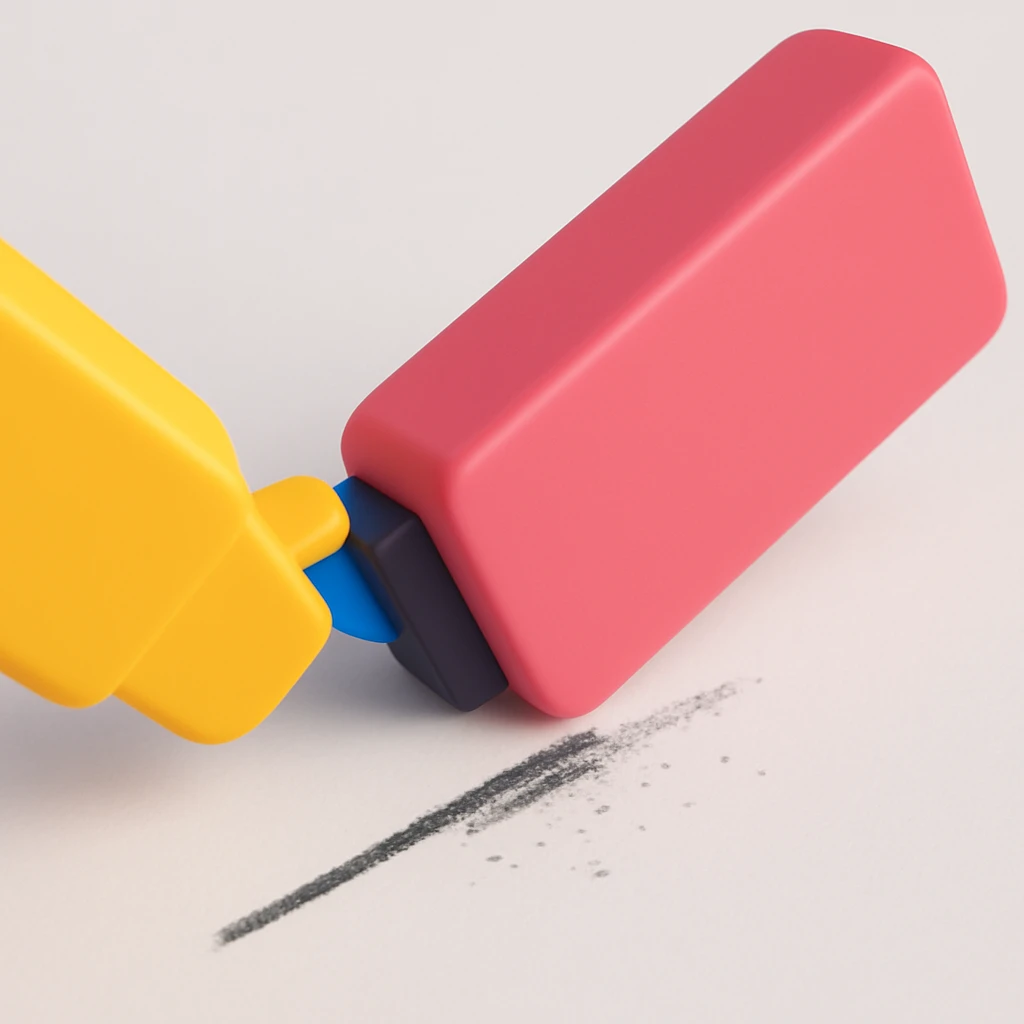 3d eraser removing line on paper emoji