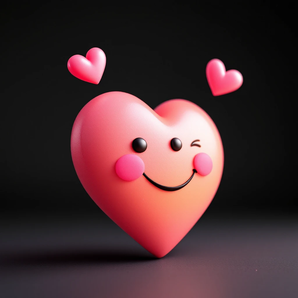 pink heart emoji with a cute face emoji