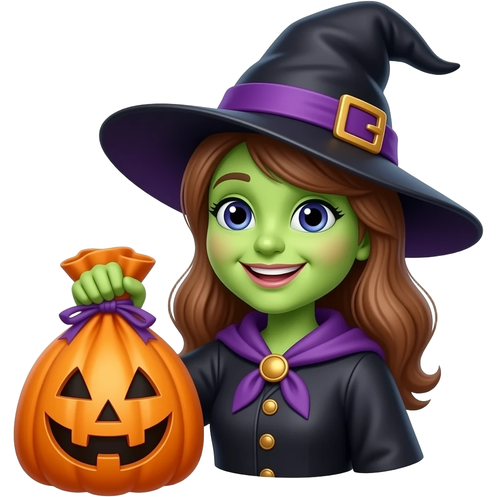 Witch, doorbell, and trick or treat emoji
