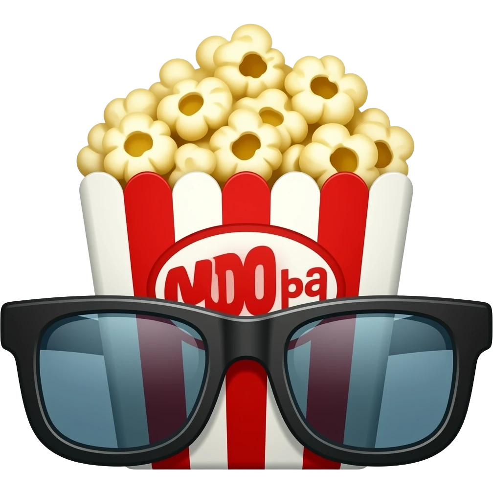 Popcorn with cinema glasses emoji