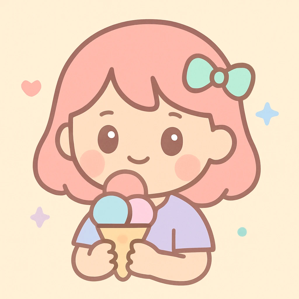 a girl with ice cream emoji