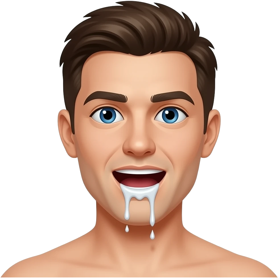 Guy with white liquid on mouth emoji