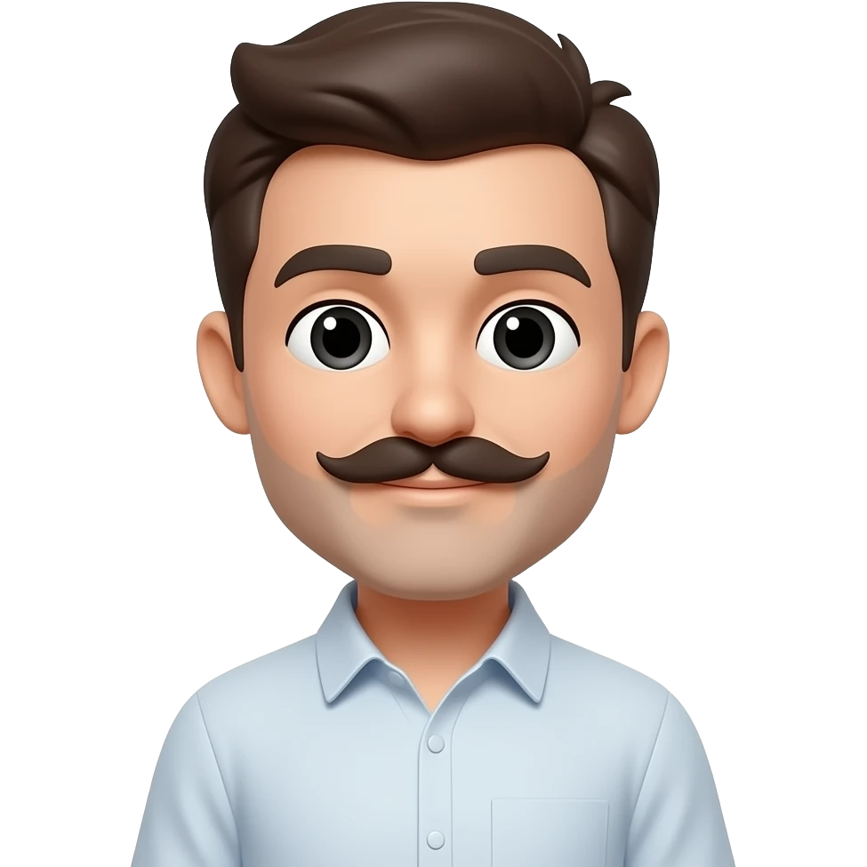 Hombre.  Va. Adesllunar porle. Camisa. Con. Bigote. Con. Ojos. Negros.     Y  soy. Un. Hombre.  Completo.  Como. Un. Animoji emoji