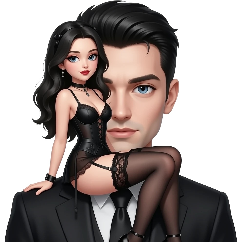 Sexy gothic girl with lingerie sitting on a sexy gothic mans face emoji