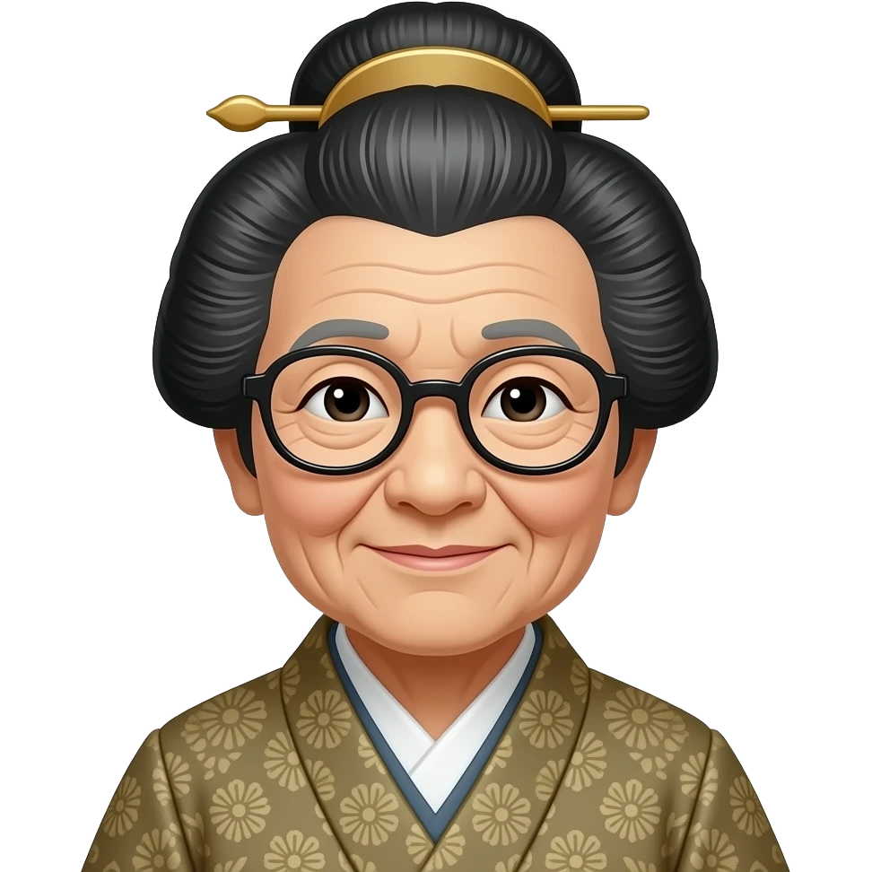 feudal Japan woman wearing glasses old women emoji