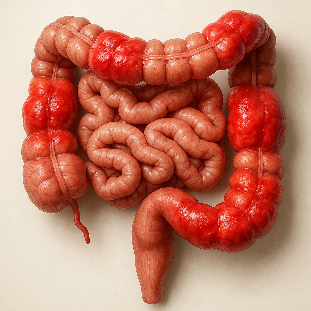 intestino umano anatomico realistico infiammato iperrealistico 4k emoji