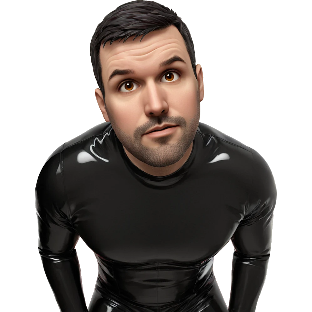 mysterious male in latex suit emoji