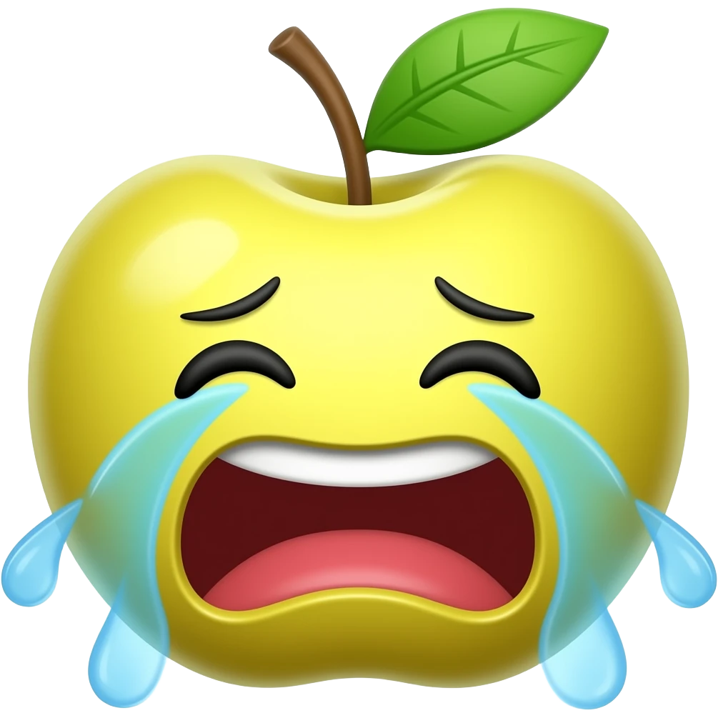 apple style emoji that is laughing/crying but like yellow like an emoji on an apple iphone emoji