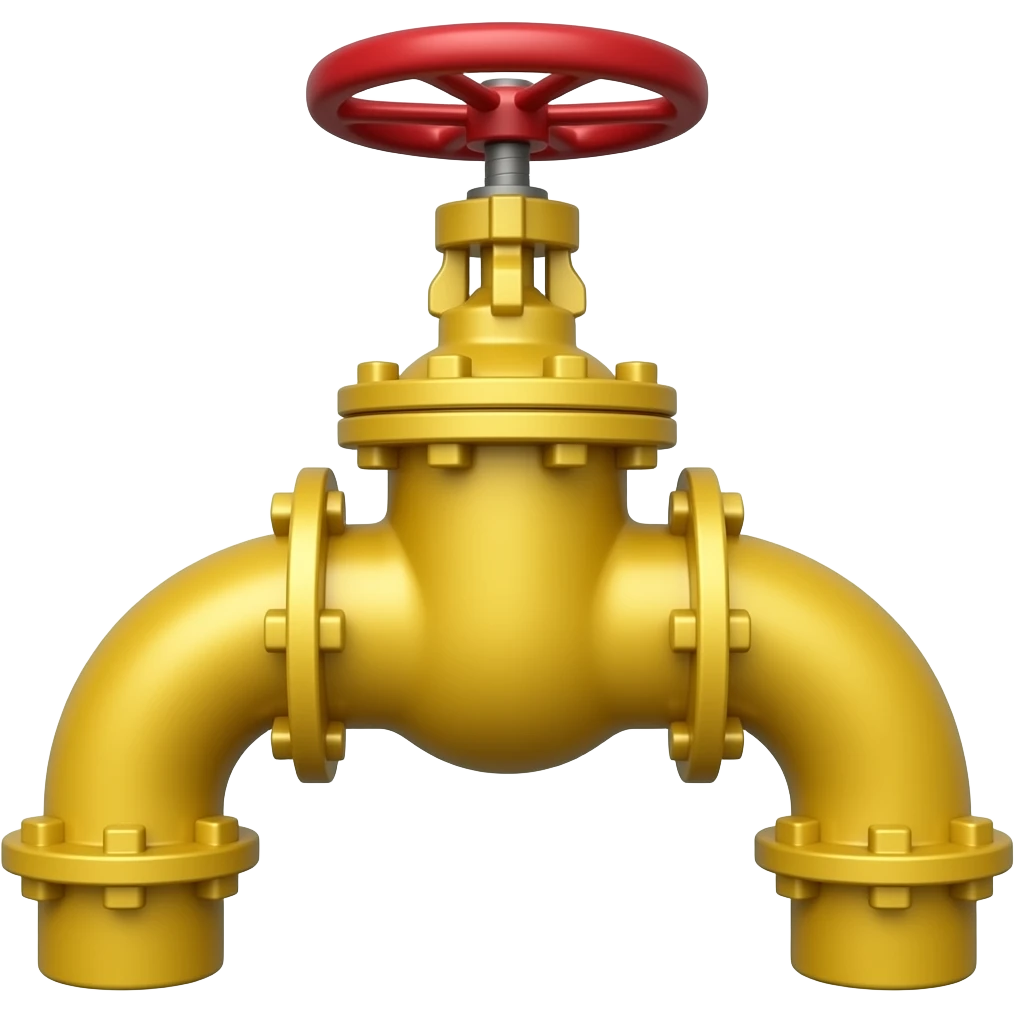 thin straight yellow pipeline with red valve on top emoji