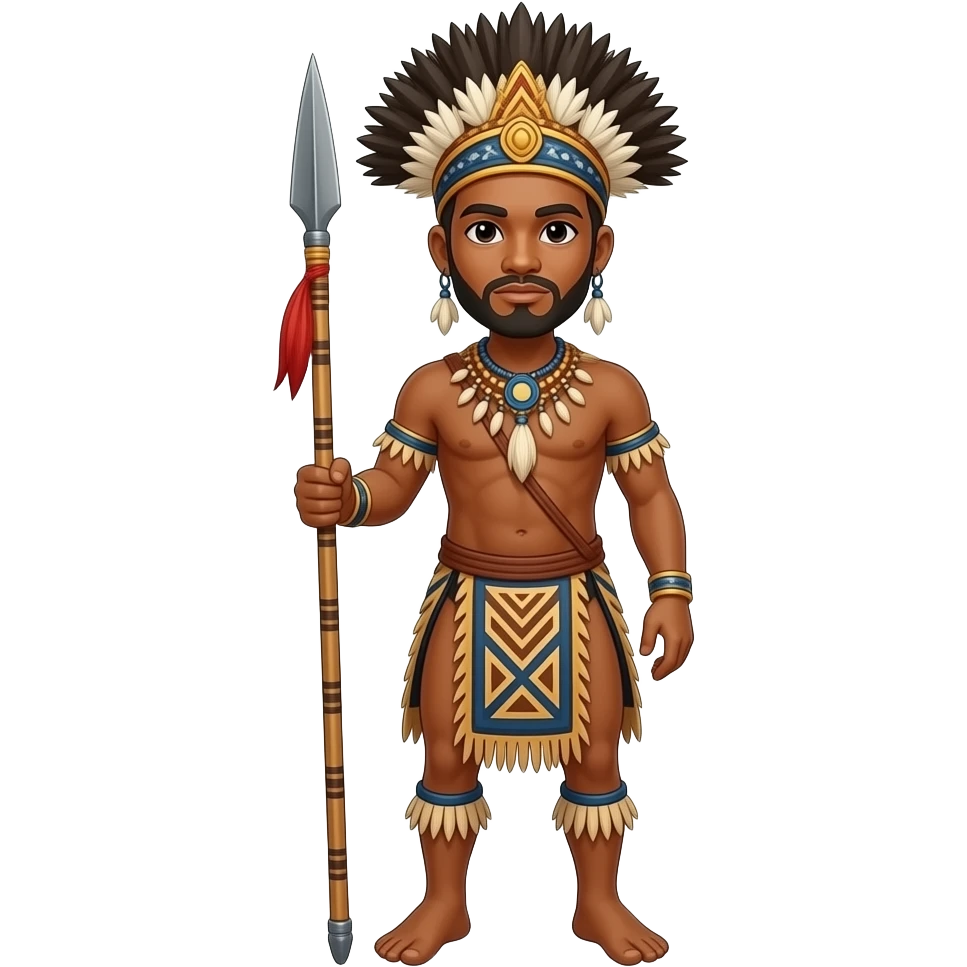 Tribal Vanuatu Chief with spear. Show whole body emoji