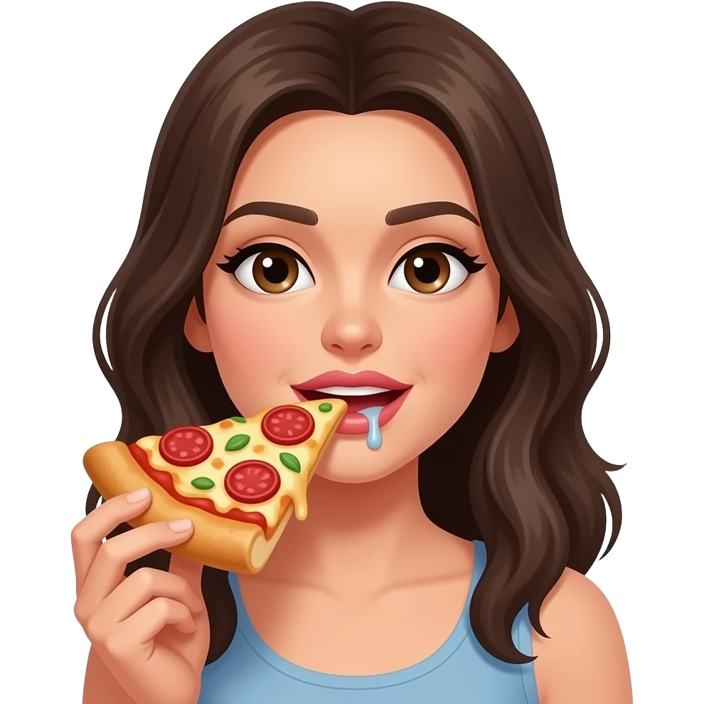 woman drooling while eating pizza emoji