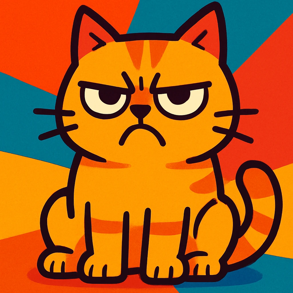 grumpy cat vibrant cartoon style emoji
