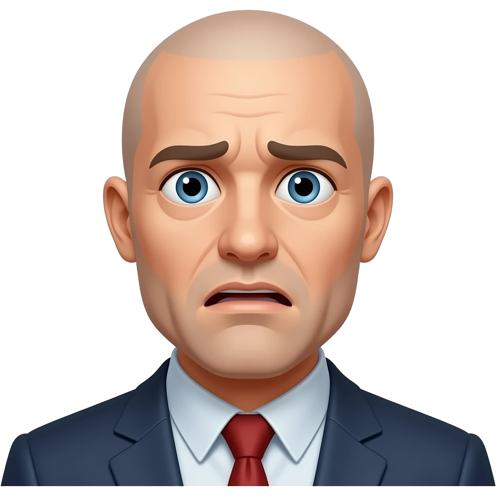 Bald man afraid emoji