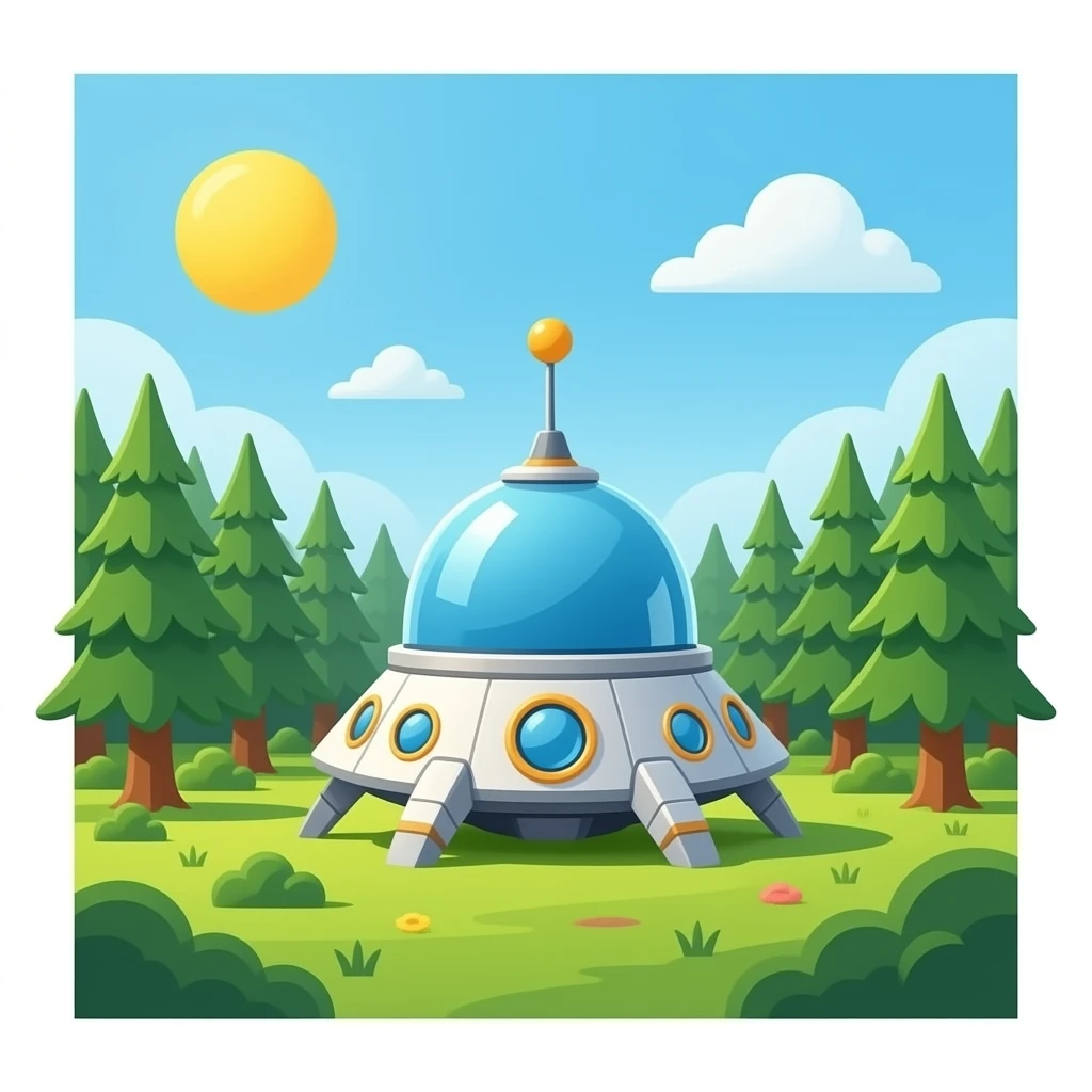 una maquina espacial en el medio de el bosque es el fondo emoji