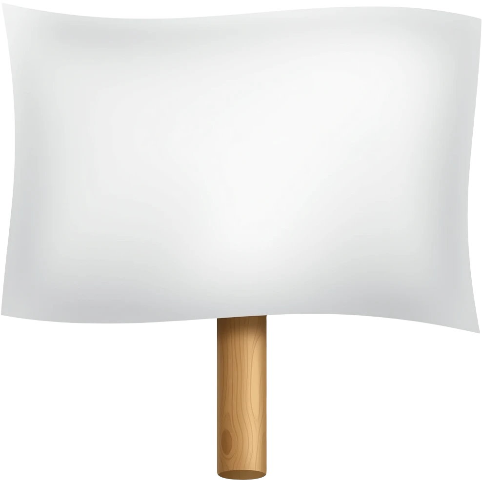 Pancarta de cartón rectángular blanca con un palo del centro de madera, de manifestación emoji